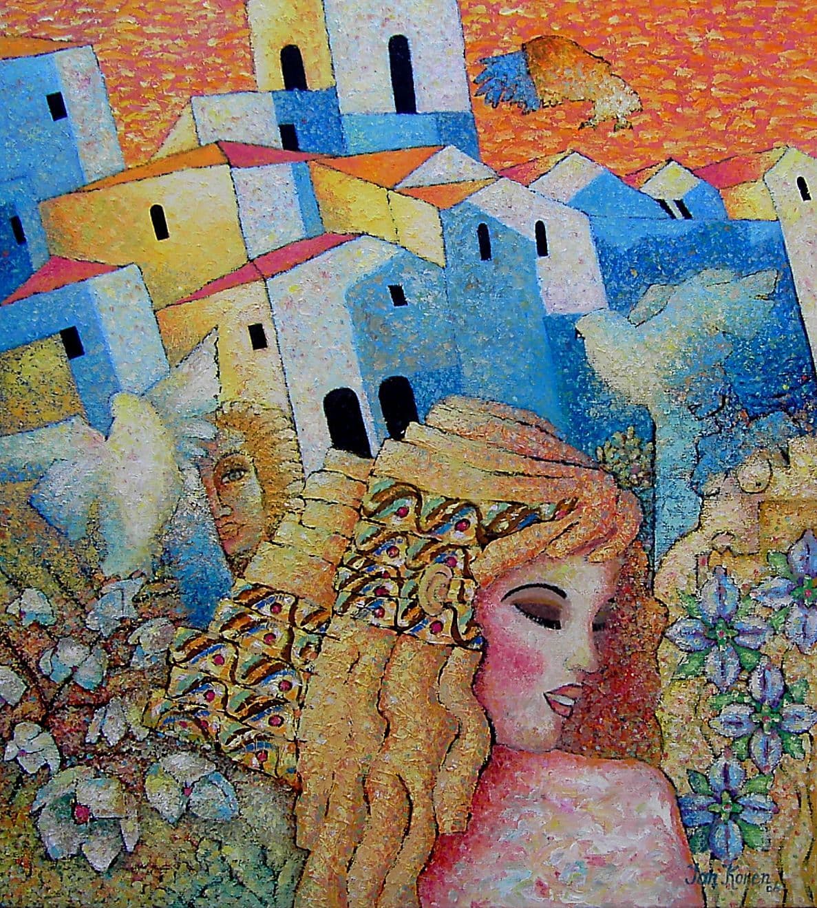 Vrouw uit steen background