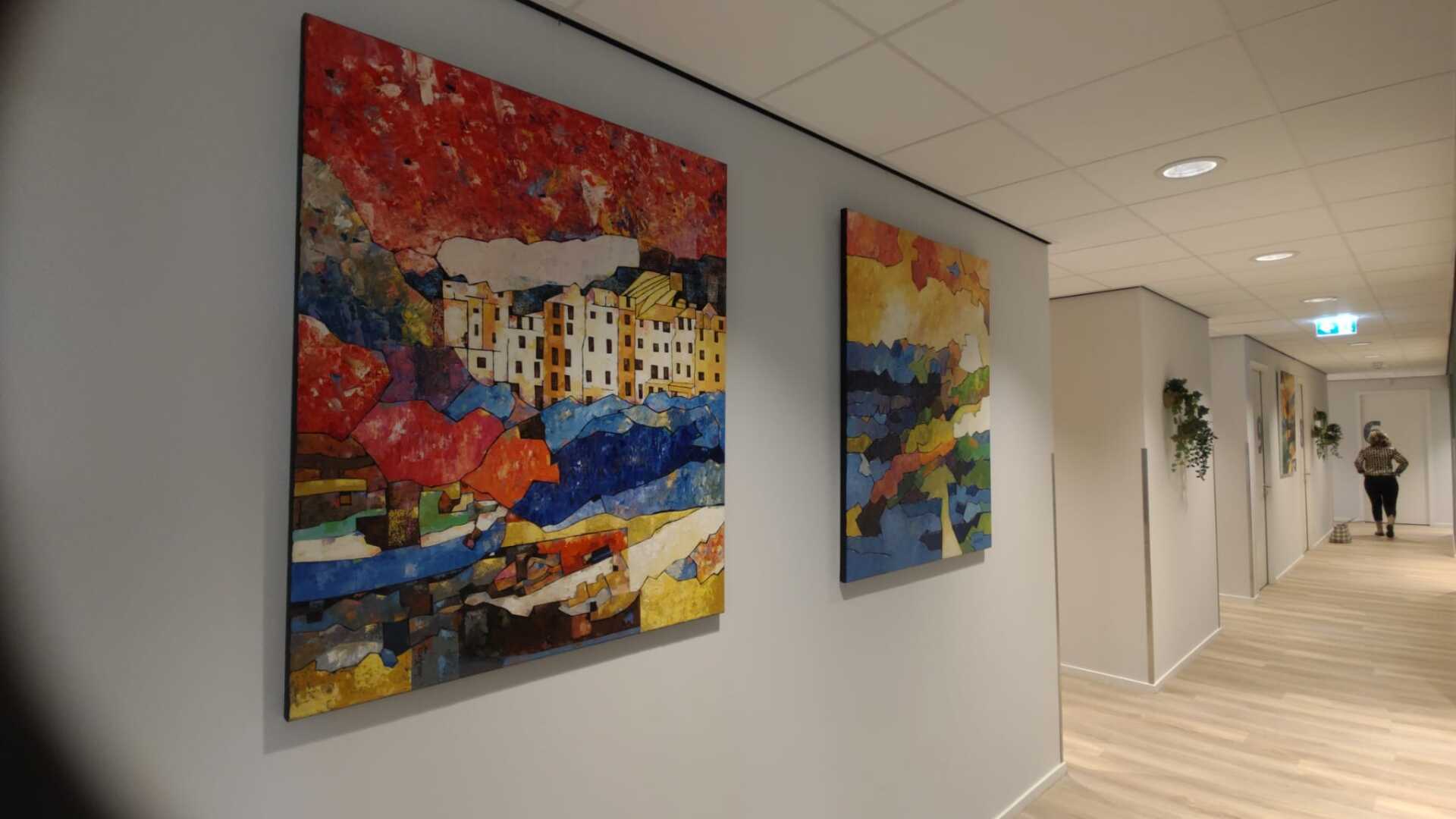 Impasto techniek - close-up van dikke verf met paletmes